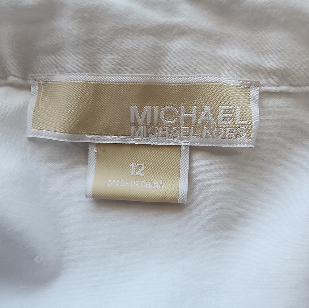 Michaels Kors Women's Button Down Roll Tab Shirt with Tie Waist - Picture 4 of 7